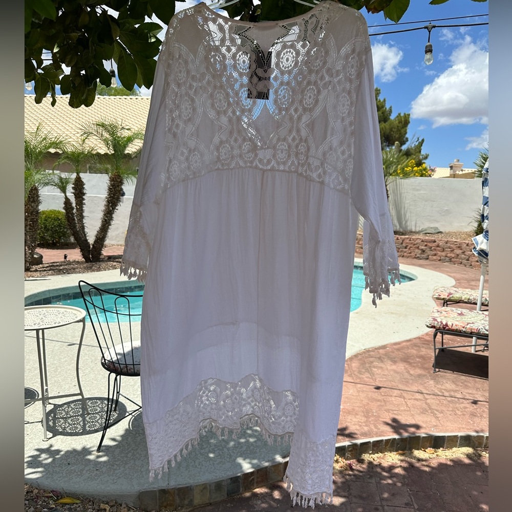 NWT Ornella Paris White Crochet Lace Boho Dress